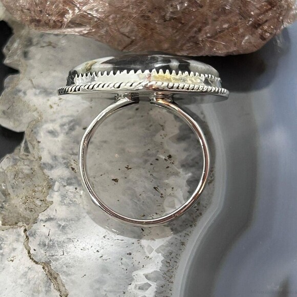 Sterling Southwestern Style White Buffalo Heart Shape Ring Size 9 For Women - Picture 8 of 10